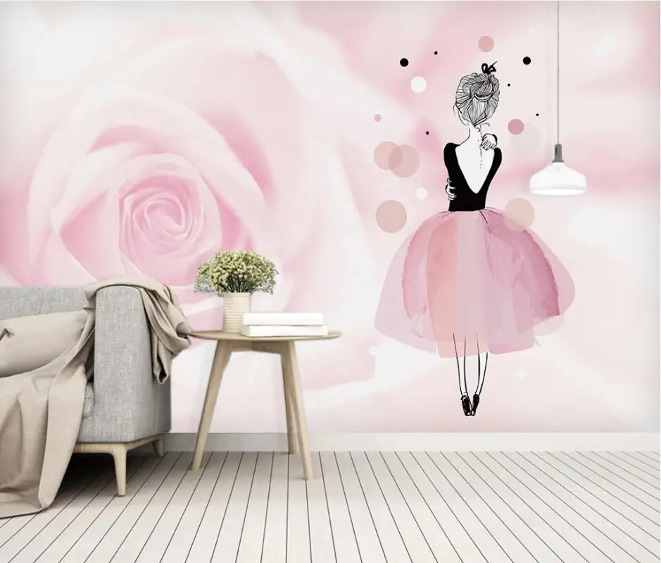 AINYOOUSEM фон для детской комнаты с изображением розовых роз балерины обои 3d