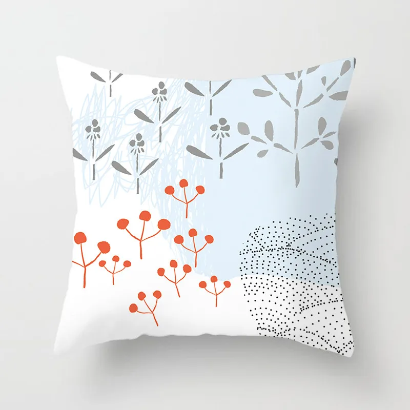 

Fuwatacchi Floral Printed Cushion Cover Simple Line Round Plant Pillows Cover Home Sofa Car Decorative Polyester Pillowcase