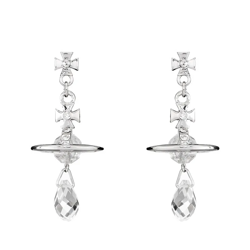 

New Korean Crystal Necklace Female Creative Popular Pearl Bead Necklace Elegant Temperament Planet Pendant Earrings