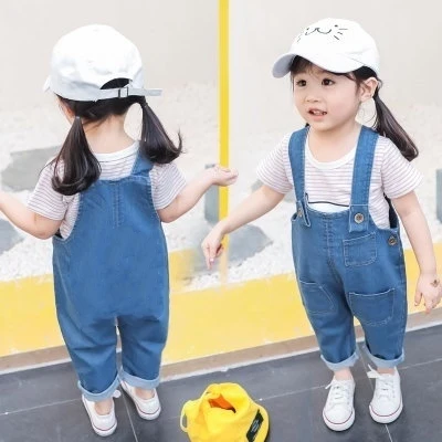 

Детские джинсовые комбинезоны для детей; Для девочек; Одежда для маленьких мальчиков на весну и осень, детские штаны, принты с героями мульт...