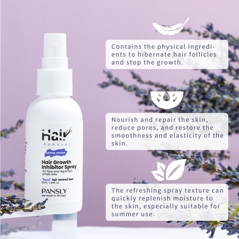 

Lavender Inhibitor Cream Repair Essence Facial Depilator Hair Removal Permanent Hair Growth Inhibitor Spray