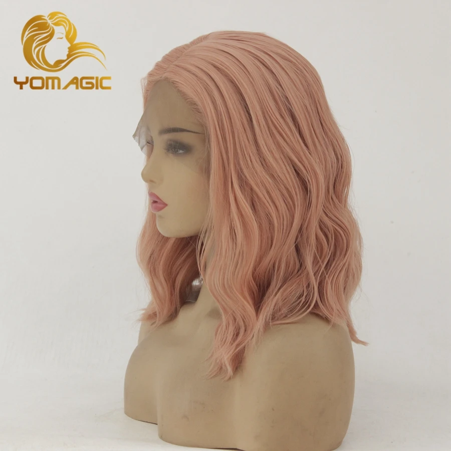 Yomagic розовые волосы кружевные передние парики для женщин синтетические