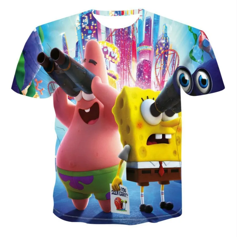 Детская футболка с коротким рукавом и 3D принтом Губка Боб футболки для мальчиков