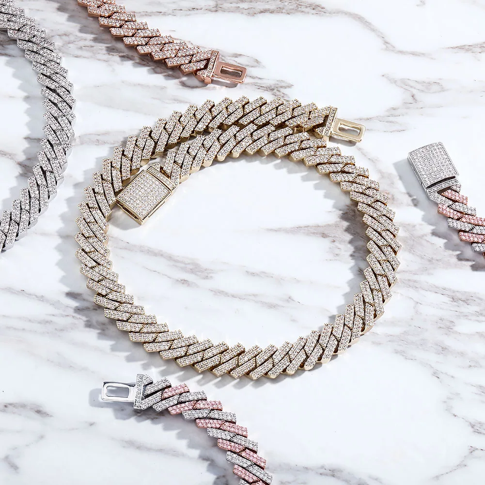 Кубинская цепочка с микрозакрепкой 14 мм фианитом | Украшения и аксессуары