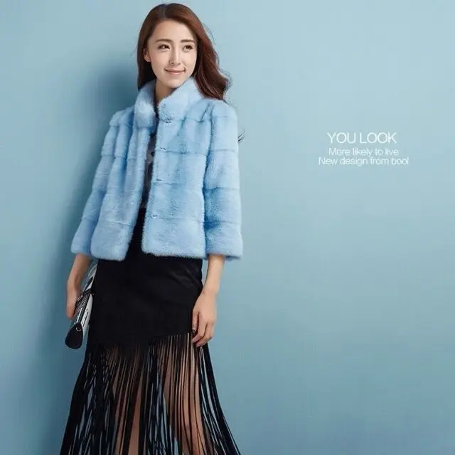 Lady's fur coat Winter new style imitation mink coat women's stand collar stripe warm thin tailor-made women Faux fur coat