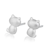cat matt brushed stud smart earrings for woman girl sweet charms christmas simple metallic ornaments jewelry animal accessory