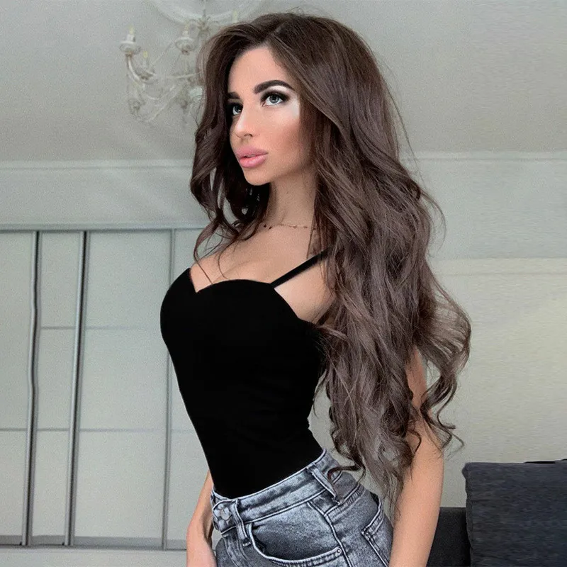 

Женское боди на бретелях-спагетти, облегающий черный однотонный комбинезон с V-образным вырезом, базовый топ, лето 2020