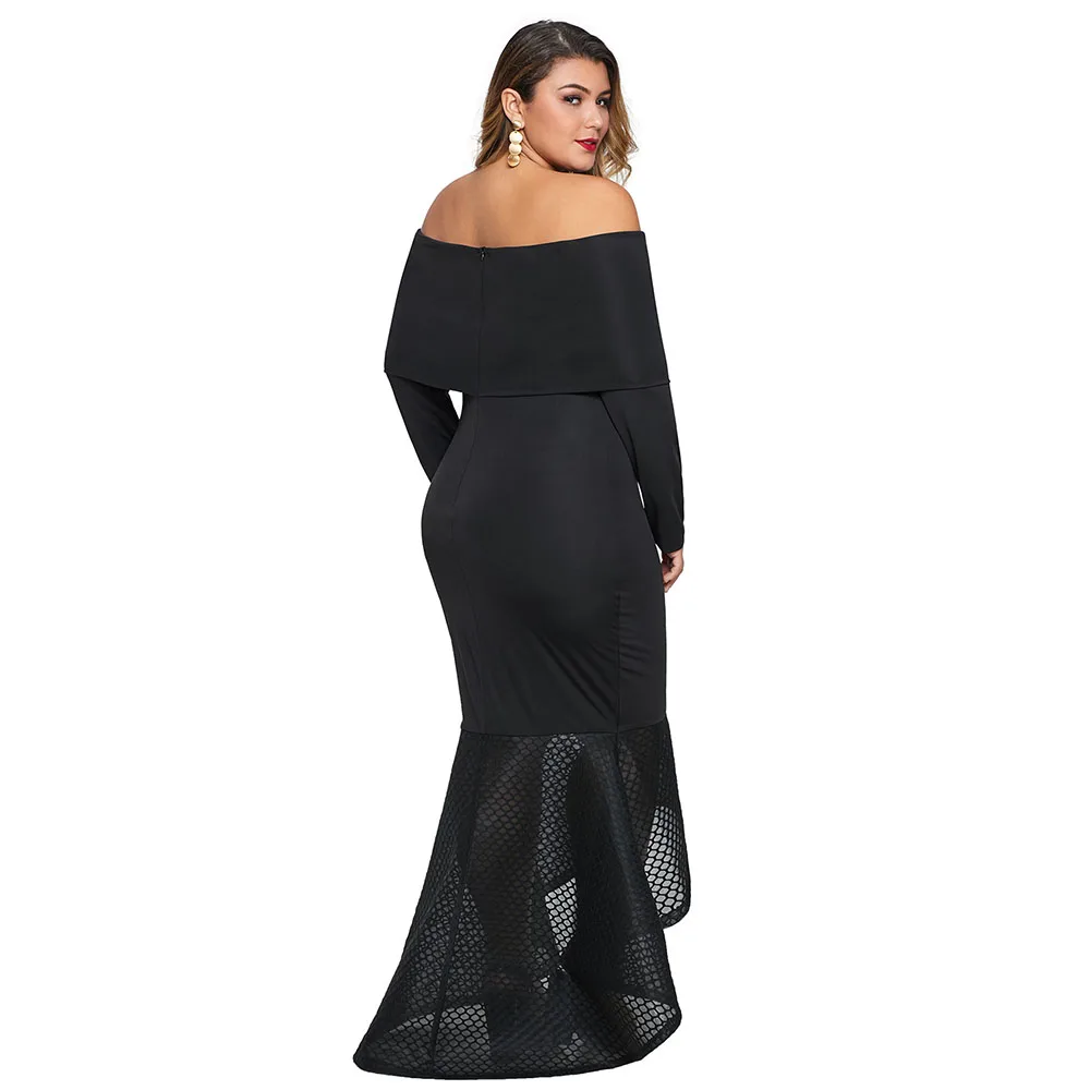 Женское длинное платье-Русалка с длинным рукавом и открытыми плечами | Женская