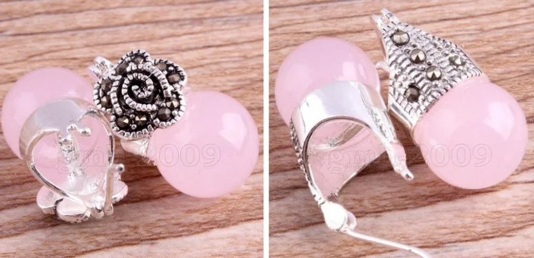 Женские винтажные серьги с розовым опалом из стерлингового серебра 925 пробы