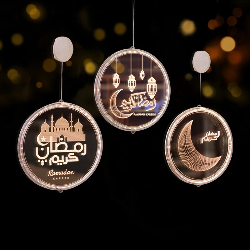 

Muslim Festival Light Ramadan Decorations Eid Mubarak Castle Sesame Oil Moon LED Hanging Lamp Palace Arab Islam Party Supplies