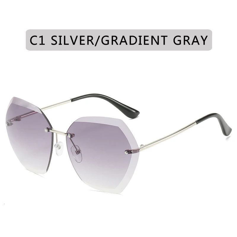 

2021 New Fashion Brand Design Vintage Rimless Pilot Sunglasses Women Men Retro Cutting Lens Gradient Sun Glasses Female UV400