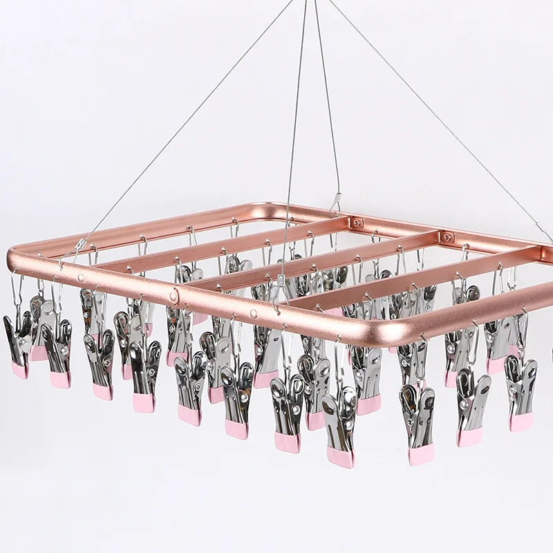 

Aluminum Alloy Drying Racks, Baby Household Clothes Drying Underwear, Socks, Multifunctional Windproof Hook, Clothespin
