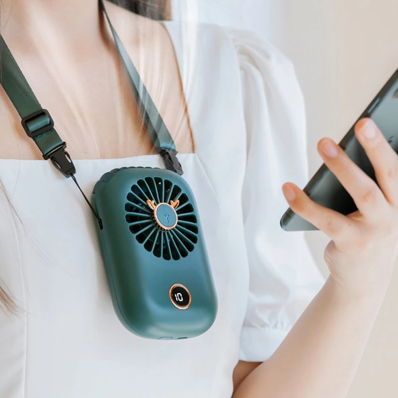 

New Neck Fan Mini USB Cooler Portable Rechargeable Ventilador Outdoor Travel Handheld Silent Small PC Cooling Fans LED Display