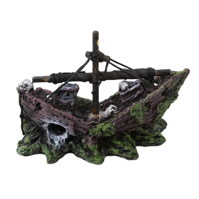 Маленький Ландшафтный аквариум пиратский лодка искусственные украшения