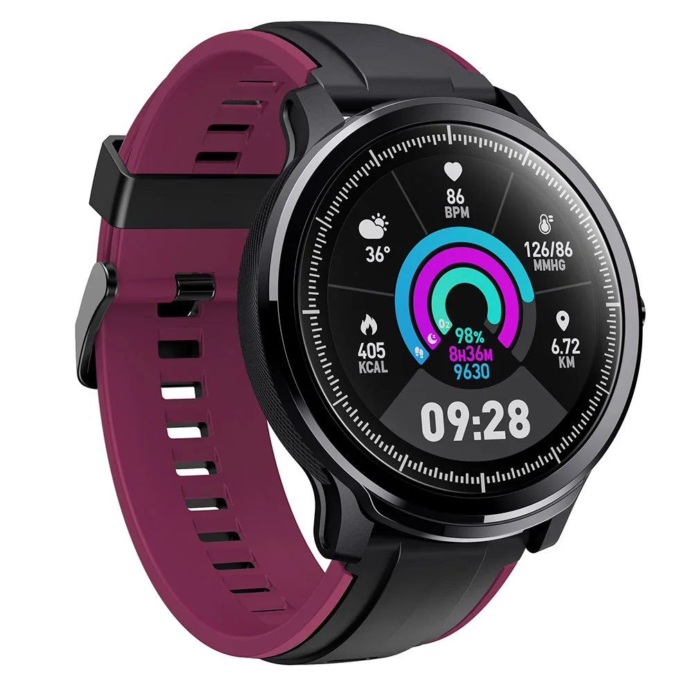 Полный круг сенсорный экран умные часы для сна монитор сердечного ритма крови