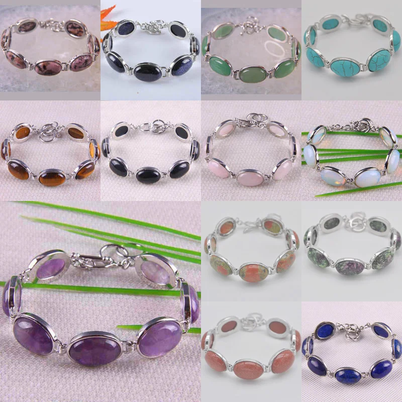 

Natural Stone GEM Beads Bracelet Bangle 8 Inch Jewelry G047-G063