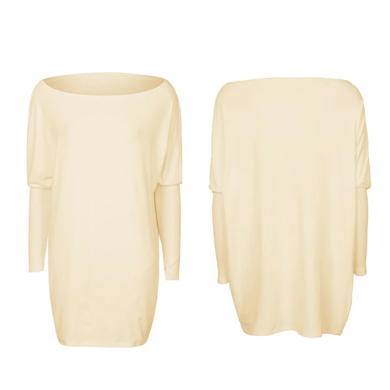 Осенне зимняя модная однотонная женская футболка с круглым вырезом и длинными