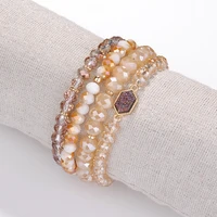 6sets bohemian stackable beads bracelets for women girl boho multilayer stretch strand bangle charm stackable bracelets