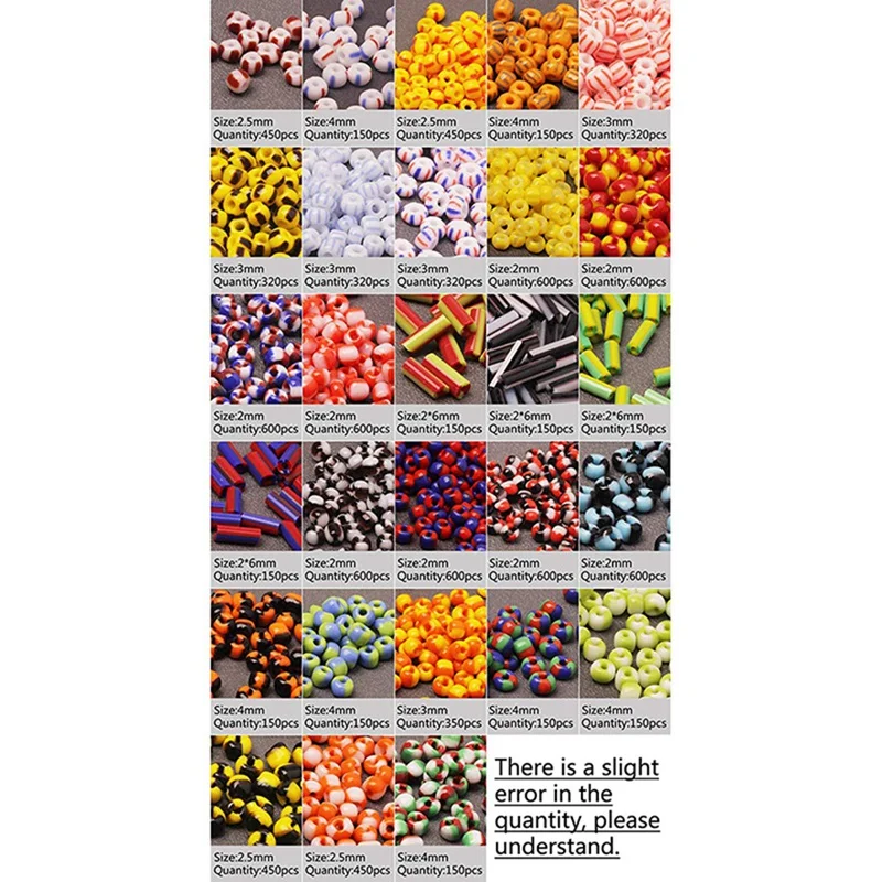 

Glass Stripe Seed Bead Set MixSmall Striped Foal Loose Beads Set with Jewelry, Beads, Handmade