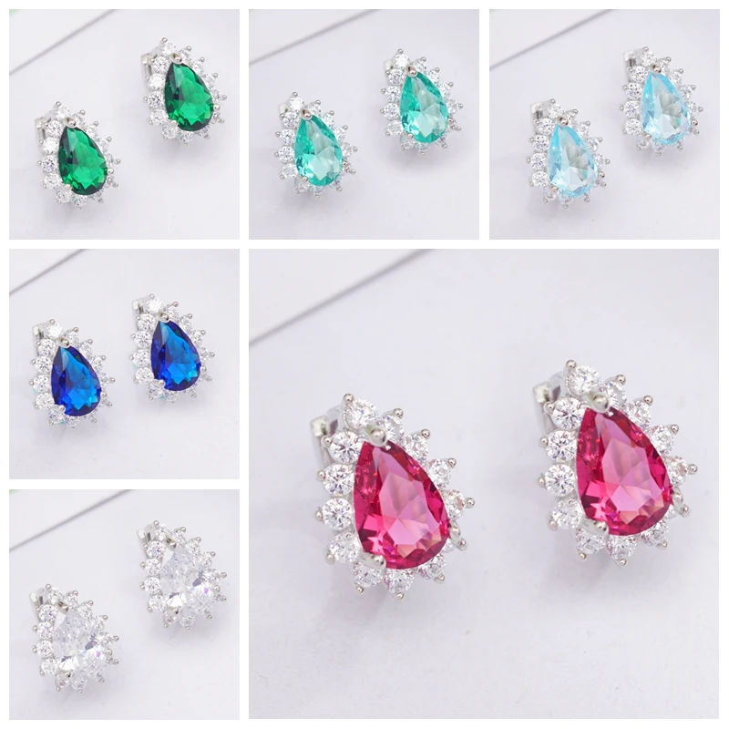 Женские 6 видов цветов серьги кольца с кристаллами модные Эффектные для