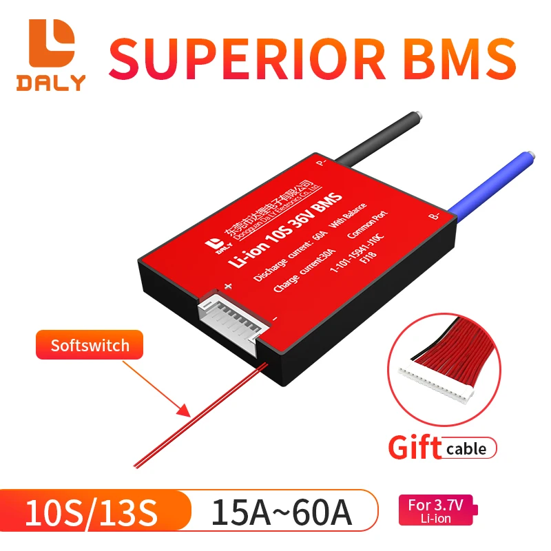 3 7 в 18650 BMS 36 10S 13S 48 В 15A 20A 30A 40A 50A 60A с мягким переключателем включения/выключения