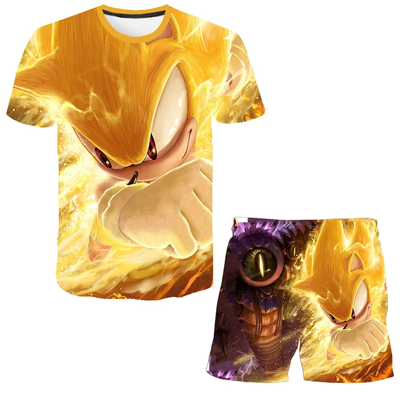 

Children Clothing Sonic T Shirt Suit Summer Cool Baby Boys Clothes Kids Girls Breathable Fashion 3D Short Sleeve Novelty Cartoon