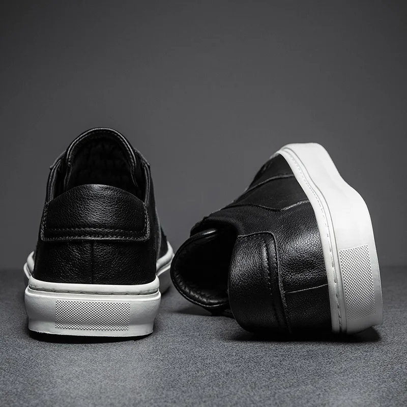 Genuine Leather Mens Shoes Street Sneaker Breathable Outdoor Skateboard For Men Luxury White Sneakers Top Quality Footwear | Обувь