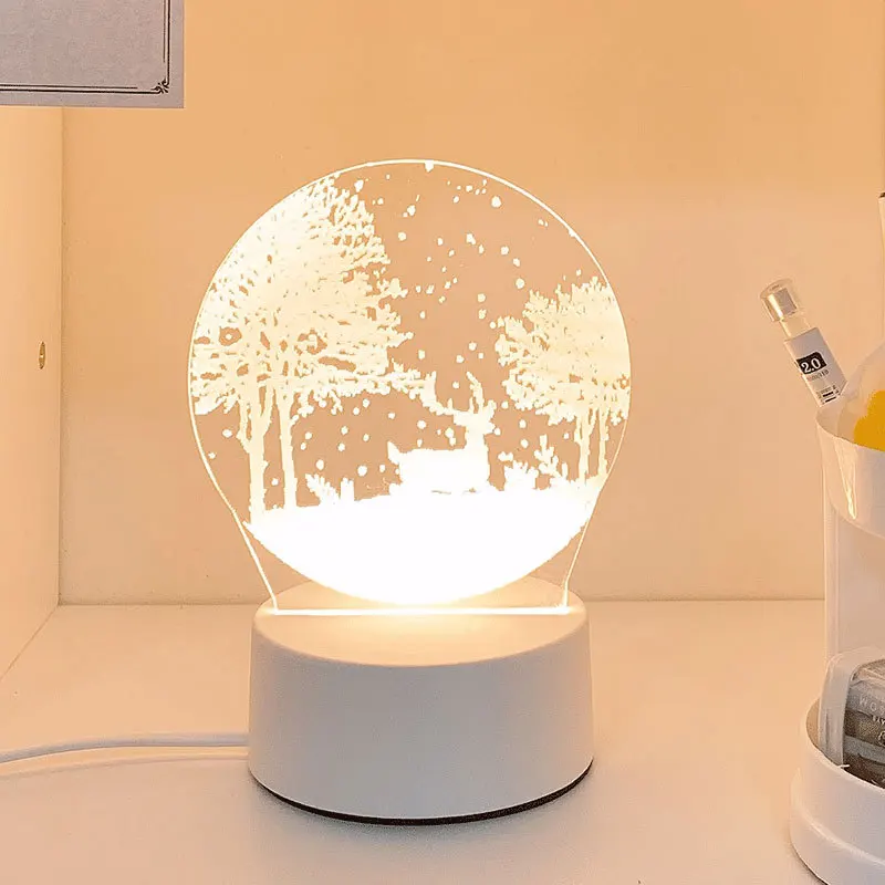 

LED Nacht Lampe Neue Acryl Lichter 3D Stereo Schreibtisch Schlafzimmer Decor Geschenk Warme Weie Lampe Ferien Kinder Geschenk