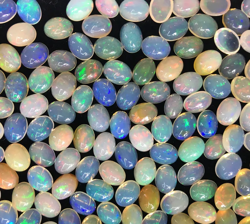 

loose beads WHITE RAINBOW opal nature AA FLAT OVAL 6*8MM FPPJ wholesale nature for DIY earrings