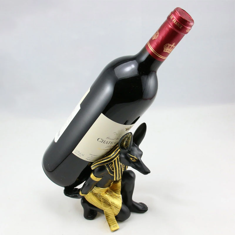 Strongwell Ancient Egyptian Anubis God Wine Rack Holder Figurine Resin Craft Seat Miniature Model Home Decoration Gift | Дом и сад