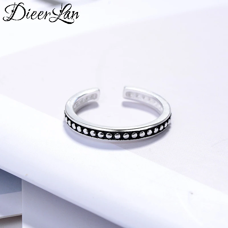 

Punk 925 Sterling Silver Round Beads Finger Rings For Women Antique Ring Christmas Gifts Jewelry 2020