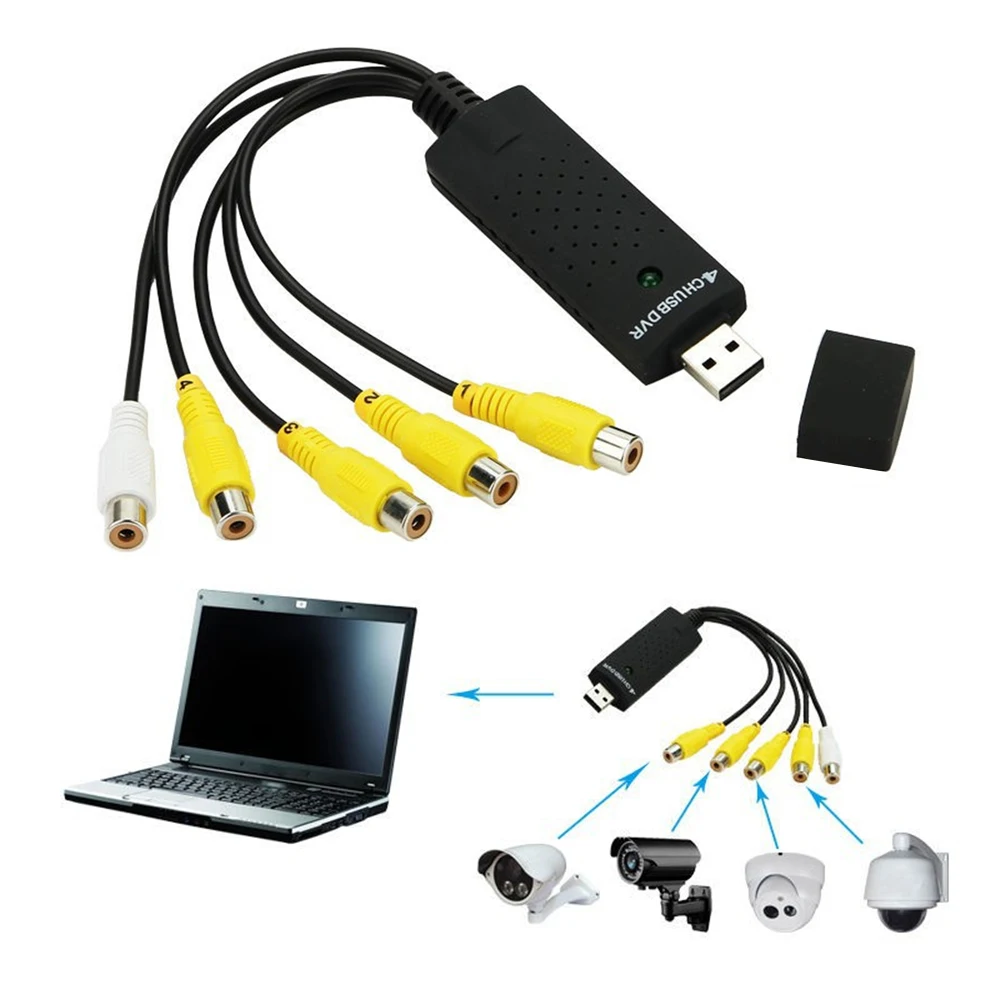 4-канальная USB 2 0 карта захвата видео адаптер VHS на DVD для камер видеонаблюдения |