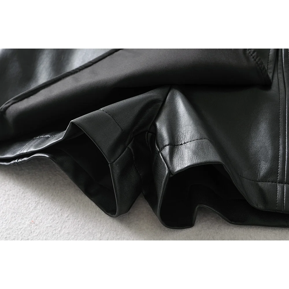 Женский винтажный комбинезон Za черный облегающий из искусственной кожи