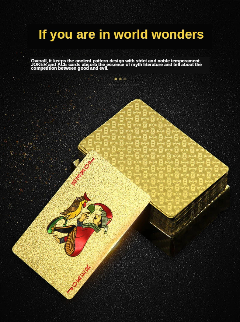 настольные игры 24K Золотые пластиковые игральные карты прочный