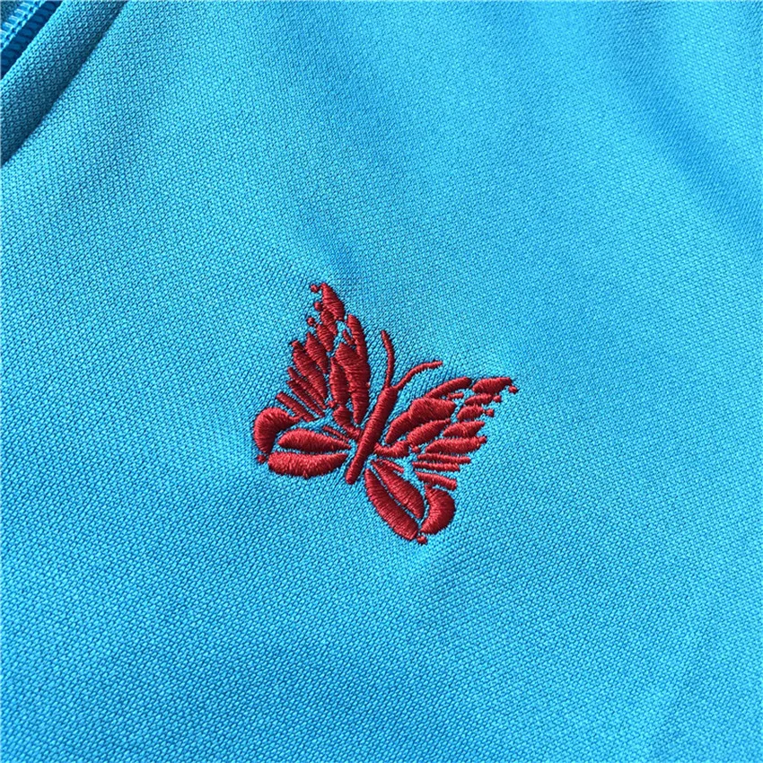 Blue Needles Poly Smooth Track Jackets Men Women High Quality Needles AWGE Jacket Red butterfly embroidery Logo AWGE COATS images - 6