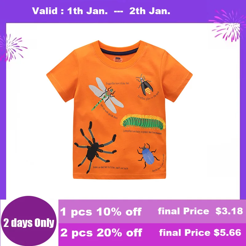 Jumping Meters Pink Dinosaurs Print Fashion Girls Tees For Summer Baby Clothes Cotton Girls T shirts Cartoon Toddler Tops