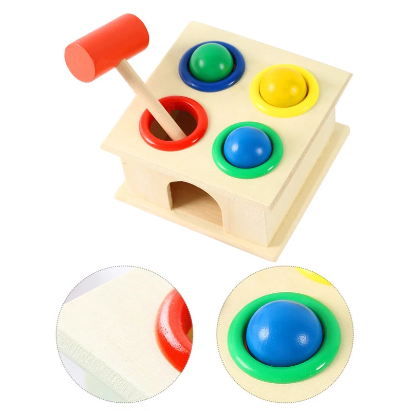 

1Set Wooden Hammering Ball Hammer Box Children Fun Playing Hamster Game Toy Early Learning Educational Toys