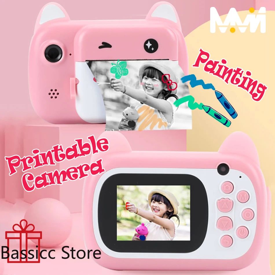 

Kids Camera 2.4 inch IPS Children 4k Digital Camera Printable 24MP HD Printing Camera Kids Toys Painting Children's Camera Gift