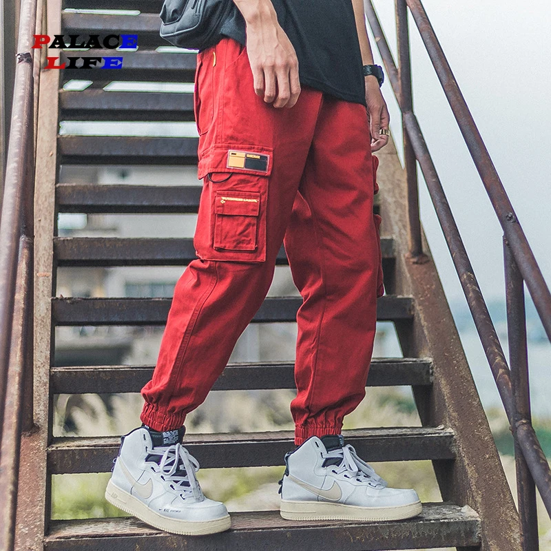 Мужские уличные штаны для бега в стиле Харадзюку хип хоп с несколькими карманами