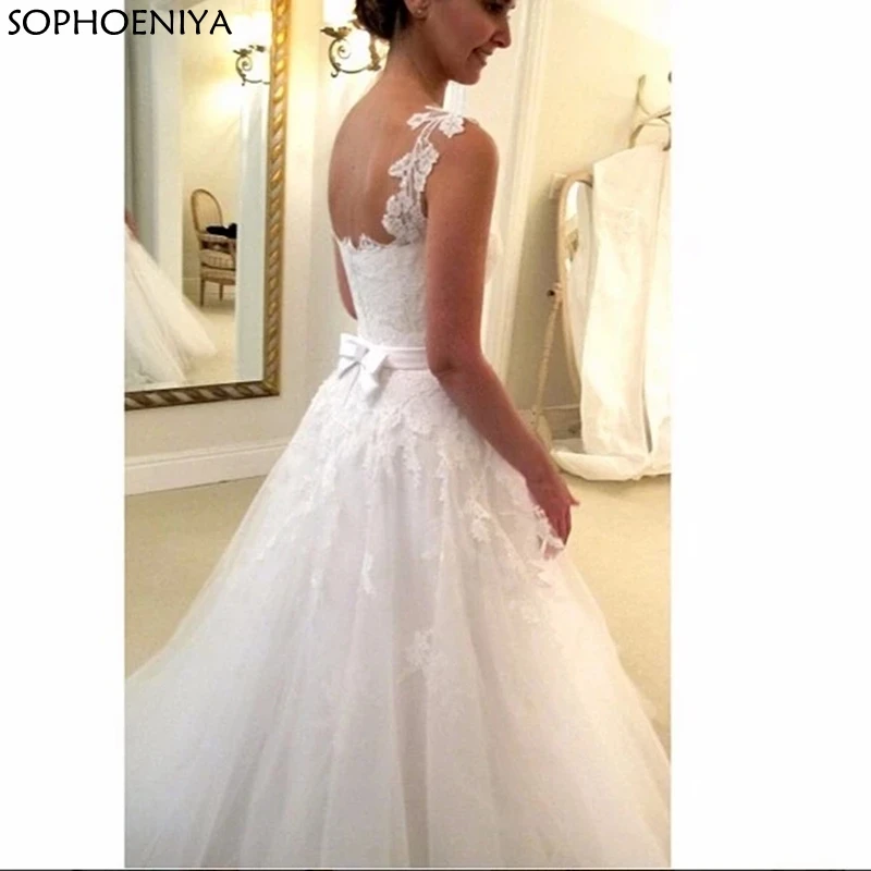 

New Arrival One-shoulder Wedding Dresses A-line Appliques Lace Boho Vestido De Noiva Bridal Wedding Gown Robe Longue