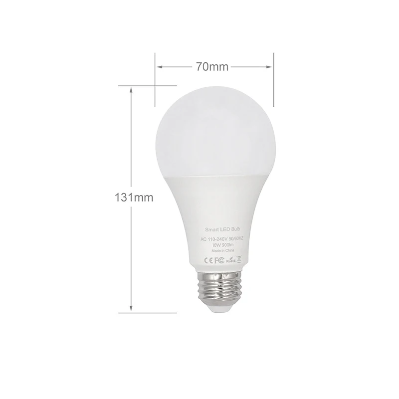 Tuya Smart Life Wifi умный светодиодный светильник, лампа E27 10 Вт 900Lm 6500 К, холодный белый светильник, работает с Alexa Google Home IFTTT