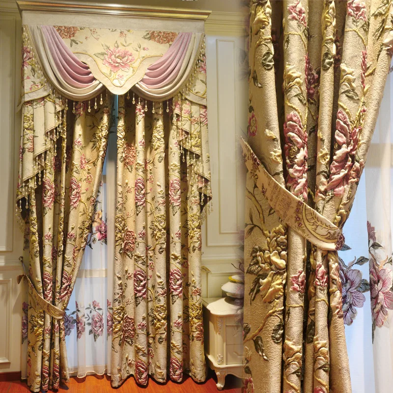 Шенилл роскошный 4D жаккард вилла занавеска для гостиной оконная штора в спальню