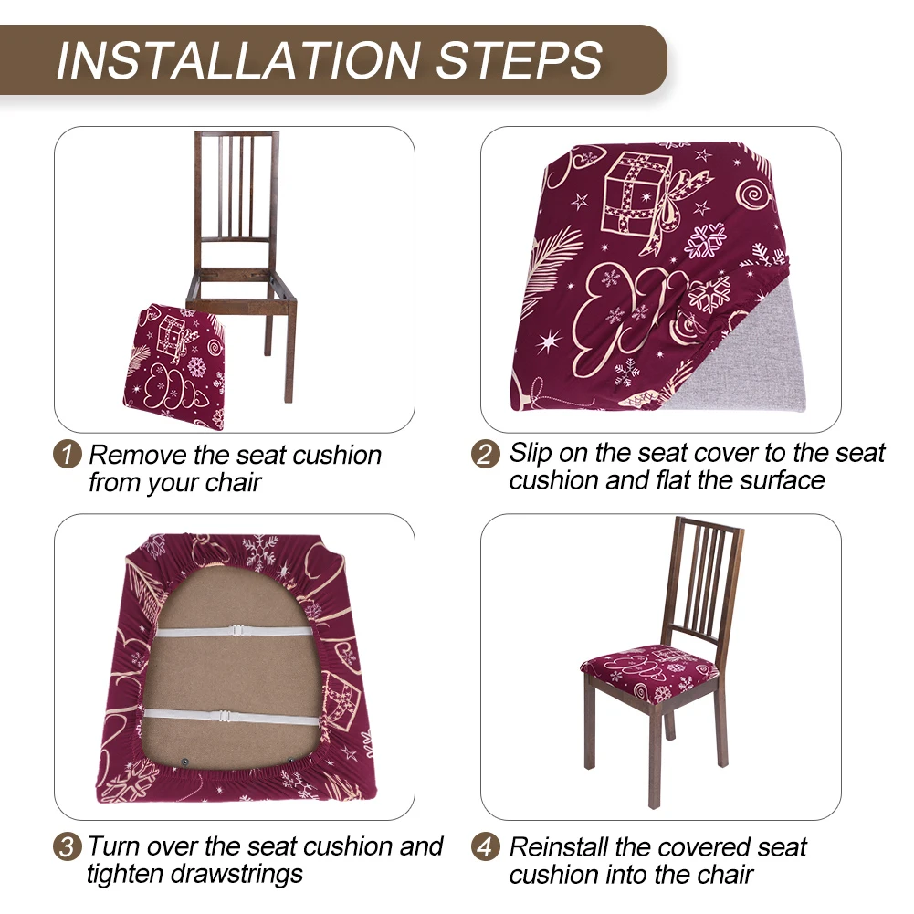 Растягивающиеся чехлы для сидений обеденного стула с принтом съемные моющиеся