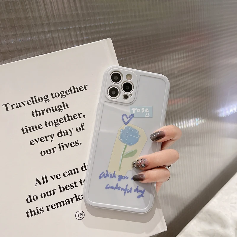 

SJJING Applies To Apple 12 Case 11 Full Pack X Silicone IPhone Painted Simple Flowers