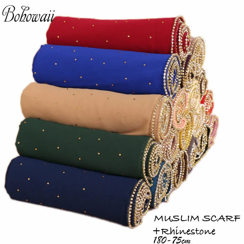BOHOWAII модный мусульманский шарф хиджаб для девочки Femme Voile Mousseline Hijabi шифон