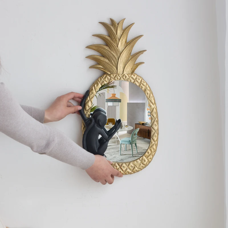 Зеркало для макияжа в виде обезьяны лазания на золотой ананас статуя спальни