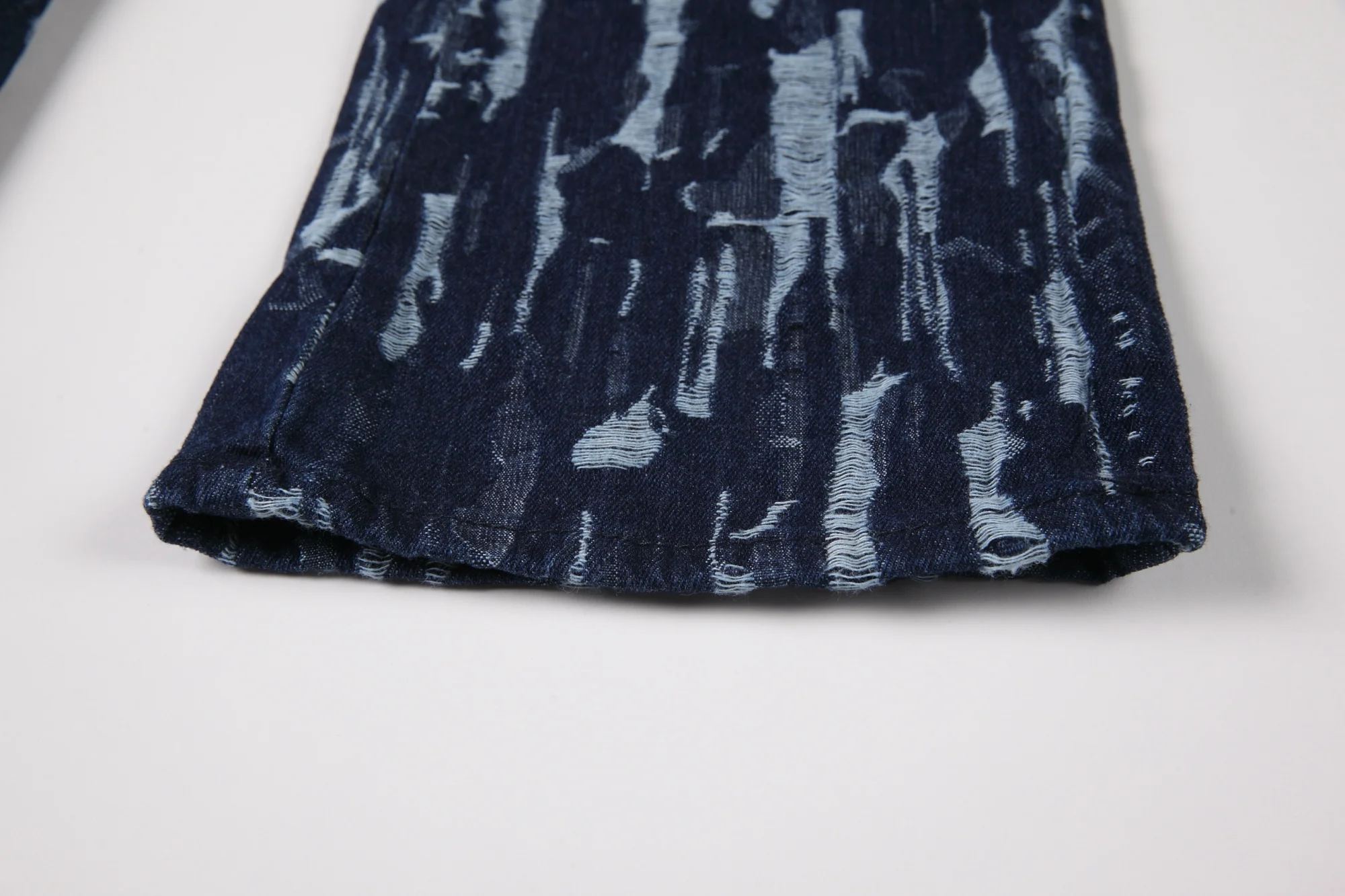 

Blue Jacquard Denim Jeans Women Summer Casual Wide Leg Pants Thin Bottom