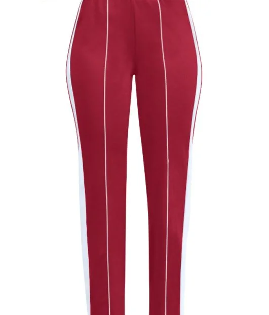 

Sports Slim Pants Simple Side Stripes High Waist Elastic Fold Line Fashion Pants Joggers Women Harajuku Pants Regular Pockets