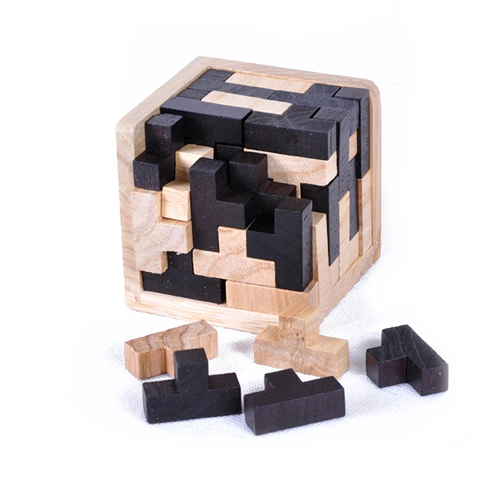 

3D Wooden Puzzle Game Brain Teaser Kong Ming Lock Children Early Education Fun Wooden Pine Interlocked Magic Cube Toy for Kids