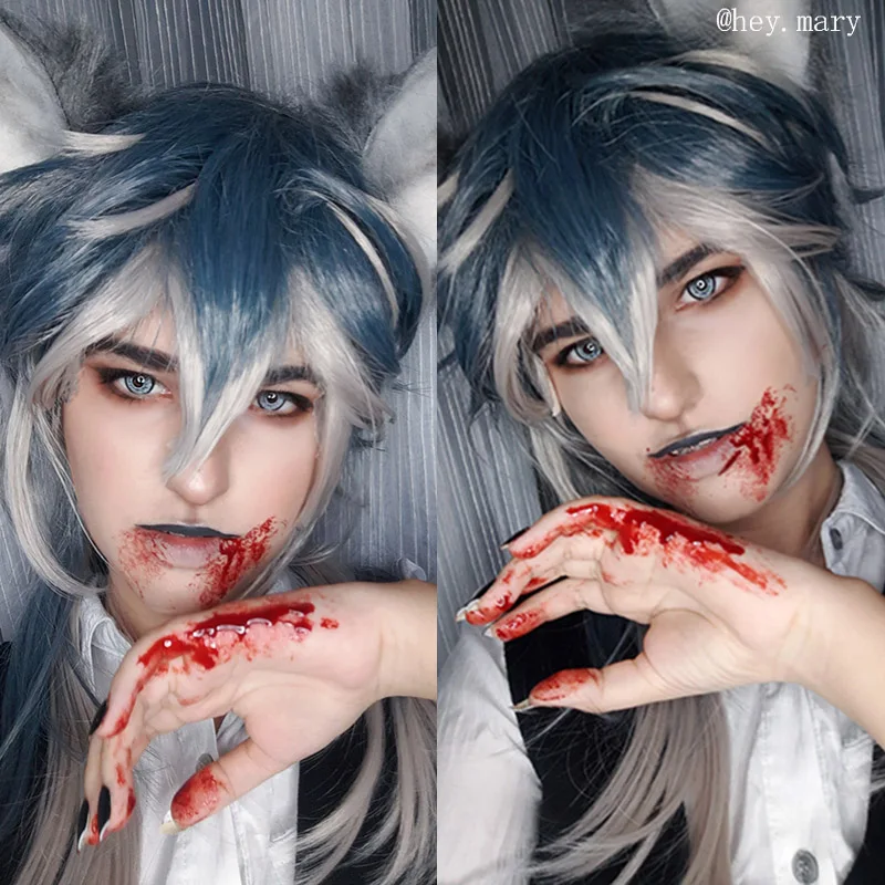 ROLECOS аниме Beastars косплей парик Legoshi волос 60 см серый голубой головной убор волк